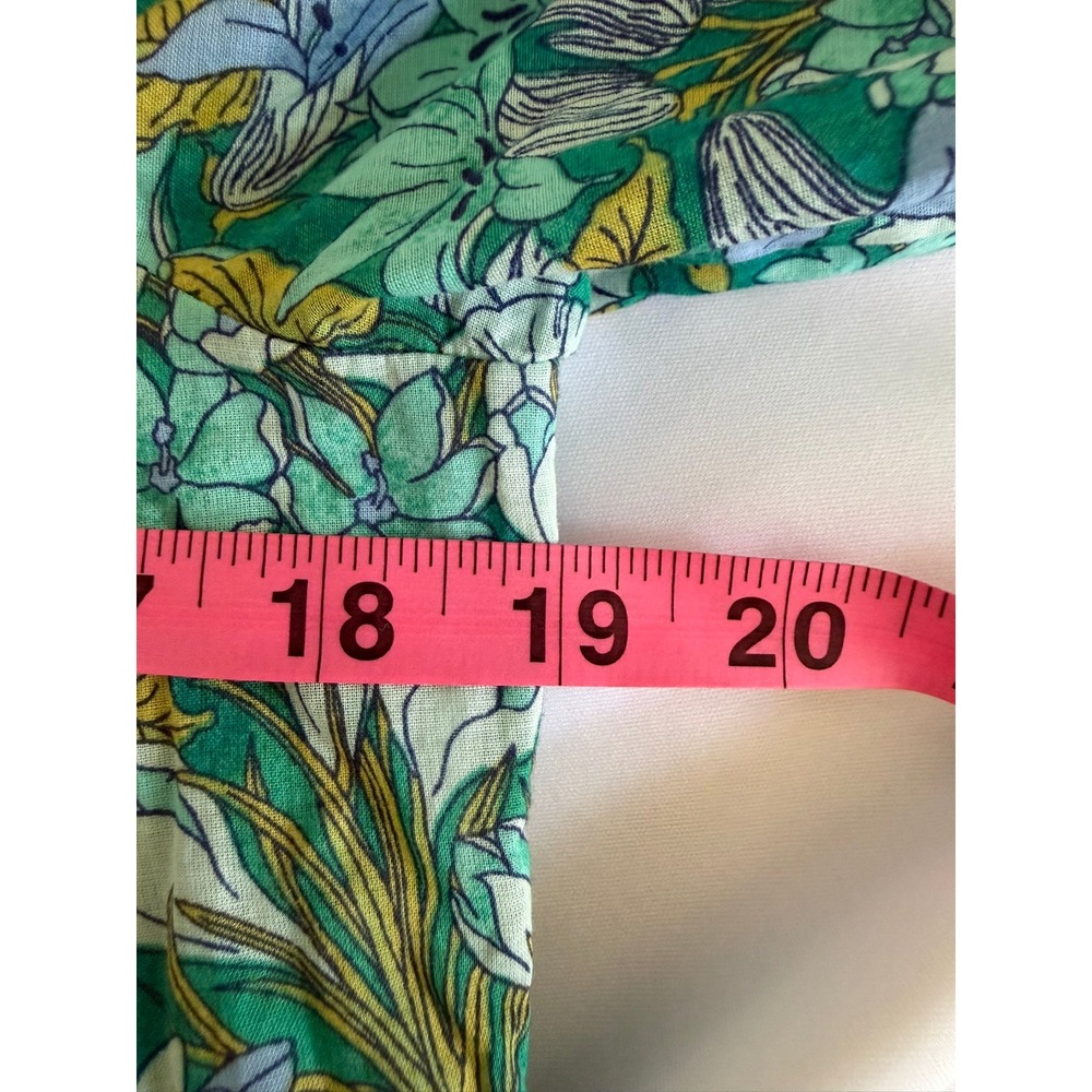 J.Crew Button-Front Cotton Voile Cover-Up Dress Aqua Blooms Blue Green Size XS - Picture 9 of 10